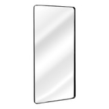 Espelho Retrô Retangular C/ Moldura Banheiro Quarto 120x60cm Cor Da Moldura Preto