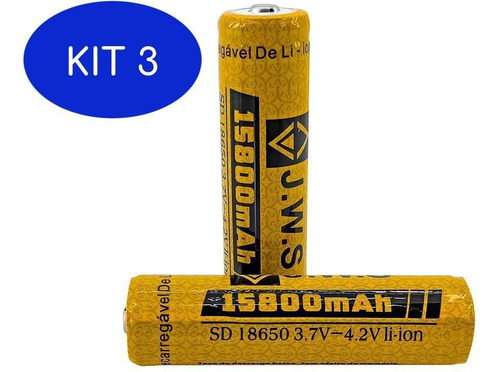 Kit 3 Ultra Mega Bateria 18650 2un Jws 15800mah 11h De Uso