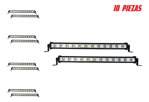 10 Faros Tipo Barra 12 Leds Luz Blanca Estrobo 60w Tunelight