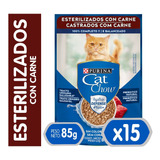 15x Alimento Gato Cat Chow Adultos Esterilizados Carne 85gr