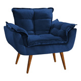 Poltrona Decorativa Opala Para Sala Confortável Arapongas Cor Azul-marinho