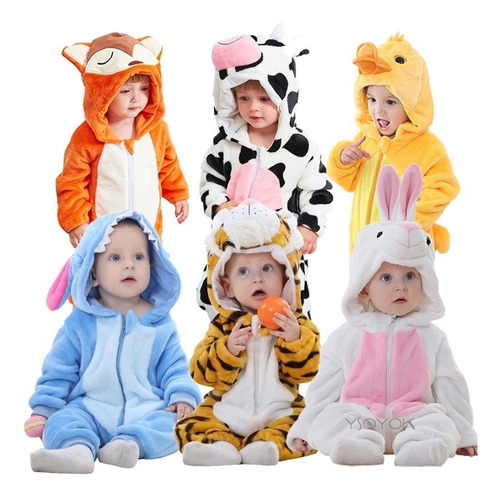 Pijama Térmica De Animales Con Capucha Para Niños, Bebés