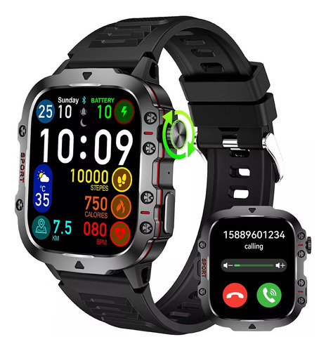 Reloj Inteligente Deportivo Hombre 1.96 Bluetooth Call 3atm