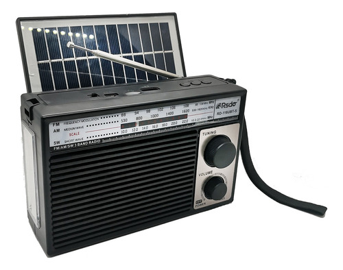 Radio Am-fm-sw Parlante Bluetooth Usb Sd Carga Solar Luz Led