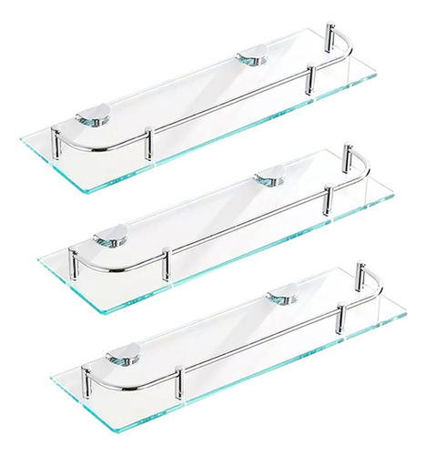 Repisas Esquineras Estante De Vidrio Baño 3pisos Rectangular