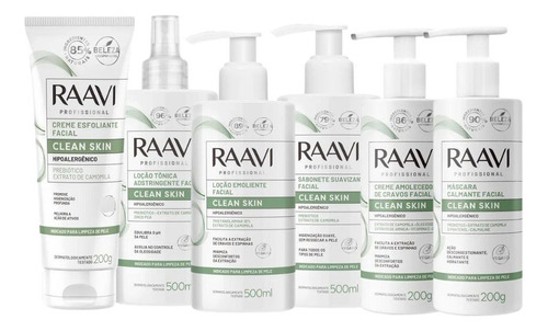Kit Facial Limpeza De Pele Hipoalergênico Clean Skin P Raavi