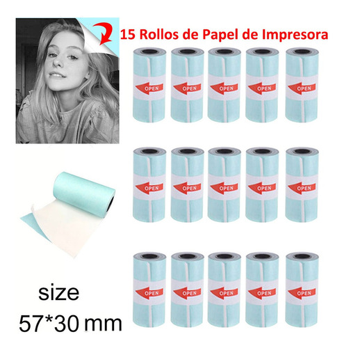 15 Rollos De Papel Adhesivo Térmico De 57x30 Mm Papeles Para