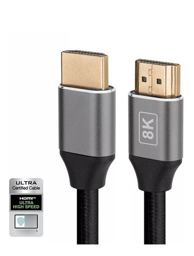 Cable Hdmi 2.1 4k 8k 1mt Certificado Hdr 48gbps Earc 10k Uhd