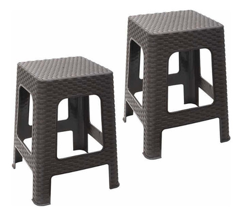 Set X2 Butaco Plastico Tipo Rattan Wengue Jardin Restaurante