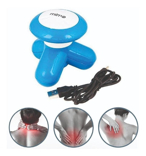 Mini Masajeador Eléctrico Azul Mimo Para Cuerpo, Cuello Y Espalda