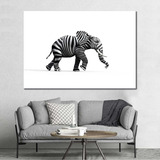 Cuadro Elefantes Cebra Abstracto Animales Colores E-3 90x60