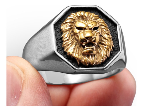 Anillo Leon Lion King Plateado Con Dorado Poppe Arg