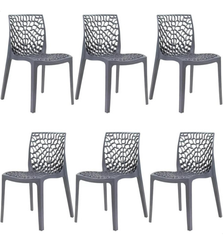 Conjunto 6 Cadeiras Gruvyer Design Moderno Mesa Jantar Elidy