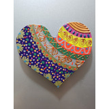 Imán Decorativo Corazón Madera Mdf Pintado A Mano. Nevera9