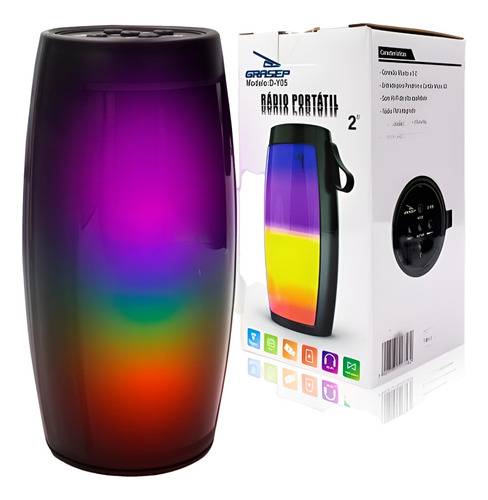 Caixinha De Som Bluetooth Led Rgb Musica Radio Fm Cartão Sd