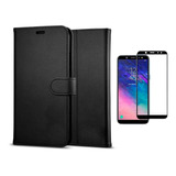 Capa Capinha Carteira Para Galaxy J8 + Película 3d