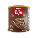 Canudo Sorvete Biju Recheado Chocolate Marvi Lata 140g