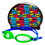 Combo Antiparras Natacion Niños Gorra Silicona Speed Junior