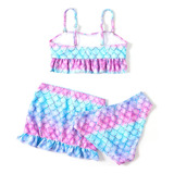 Traje De Baño Con Diseño De Sirena Para Niña Pequeña. Bikini