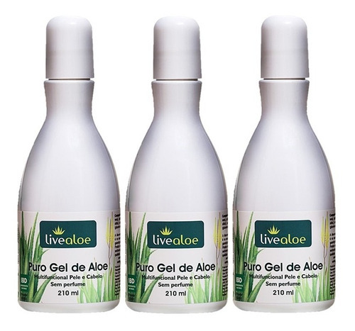  Kit 03 Puro Gel De Babosa Orgânico 210ml - Live Aloe Fragrância Suave Tipo De Embalagem Biodegradável