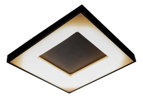 Luminaria De Teto Led  Integrado 34w Plafon 45x45cm Bivolt Cor Preto - 3000k Branco Quente