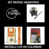 Set Mate Pampa Argentino Torpedo+bombilla Resorte+yerba500g+