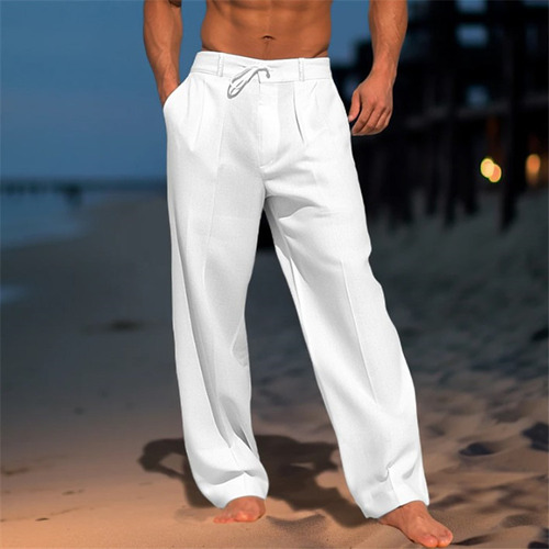 Pantalón Casual De Lino Cómodo Para Hombre