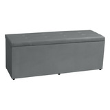 Calçadeira Recamier Baú King 1,95m Berlim Suede Cinza