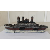 Adorno Barco Titanic Mediano Resina Acuario Pecera 28cm