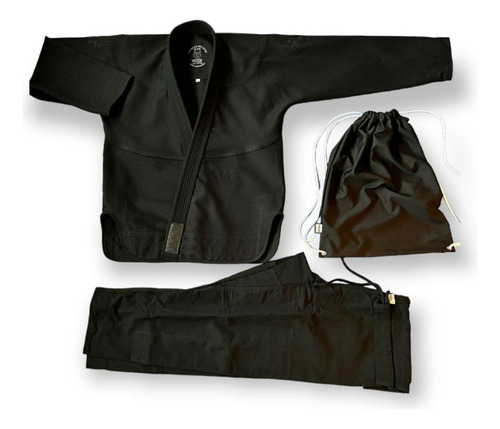 Kimono Jiu Jitsu Vouk All Black Trançado + Bolsa De Brinde