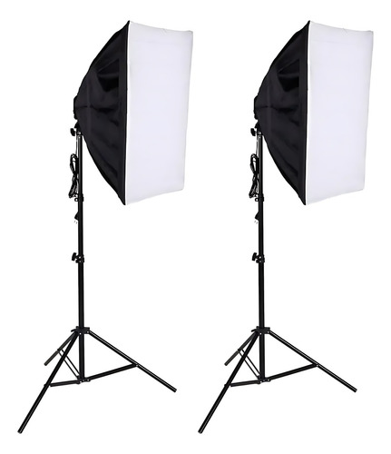 Kit 2 Soft Box Com Tripé Retrátil Luz Contínua E27 Estúdio