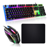 Kit Teclado Mouse Game Profesional Alfombrilla De Ratón Usb