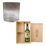 Caja Grabada Con 2 Vasos Whisky Labrados Y Espacio Botella