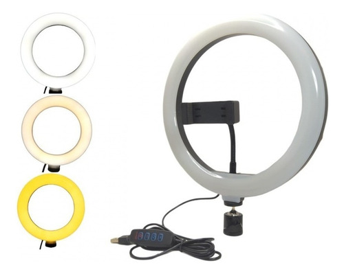 Ring Light 10 Polegadas Iluminador C/ Suporte Para Celular Cor Da Estrutura Preto Cor Da Luz Branco 110v/220v