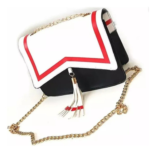 Lindo Dibujo Animado Sakura Tassel Hombro Bolsa, De Moda Contraste De Color Anime Crossbody Bolsa, Elegante Fiesta Noche Vestido De Cadena Bolsa .