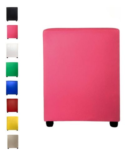 Puff Quadrado Banqueta Cubo Decorativo Organizador Courino Cor Rosa