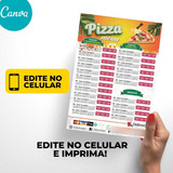 Menu Cardápio Para Pizzaria Edite E Imprima Fácil - Mod: 07