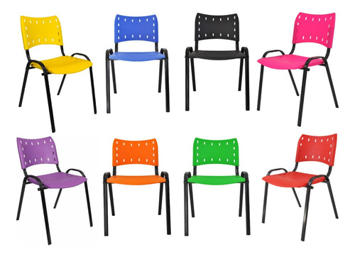 Kit 8 Cadeiras Fixa Escolares Auditório Festa Coloridas 