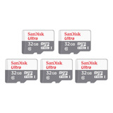 Kit 5 Cartão De Memória Sandisk Ultra 32gb Microsdxc 100mbs