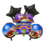 Set De 5 Globos Casita Azul Halloween Dia De Muertos