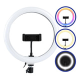 Ring Light Iluminação Led Rgb Suporte Celular Estúdio Live