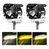 Par Faros De Lupa 60w Luz Spot Doble Color Para Auto Moto