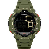 Relógio Mormaii Masculino Action Digital Verde Militar 100m Cor Do Fundo Preto