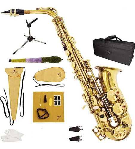 Saxofón Alto Mendini - Con Estuche, Soporte, 10 Cañas, Paños