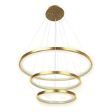 Lustre 3 Arcos 89w Pendente Dourado Iluminação Elegante