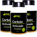 3 X Carbon Activado Natural 500mg 60 Caps Desintoxicante 