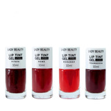 Kit C/ 4 Lip Tint Gel Com Ácido Hialurônico Lady Beauty