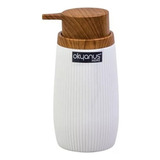 Dispenser Jabon Liquido Rayas Blanco Bambu Baño Trendy