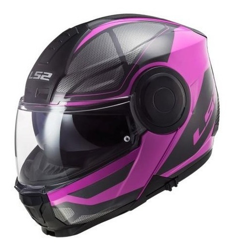 Casco Ls2 Scope Axis Abatible Negro Rosa Astro Biker