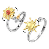 Anillo De Alivio De La Ansiedad De Girasol Para Mujer 2pcs